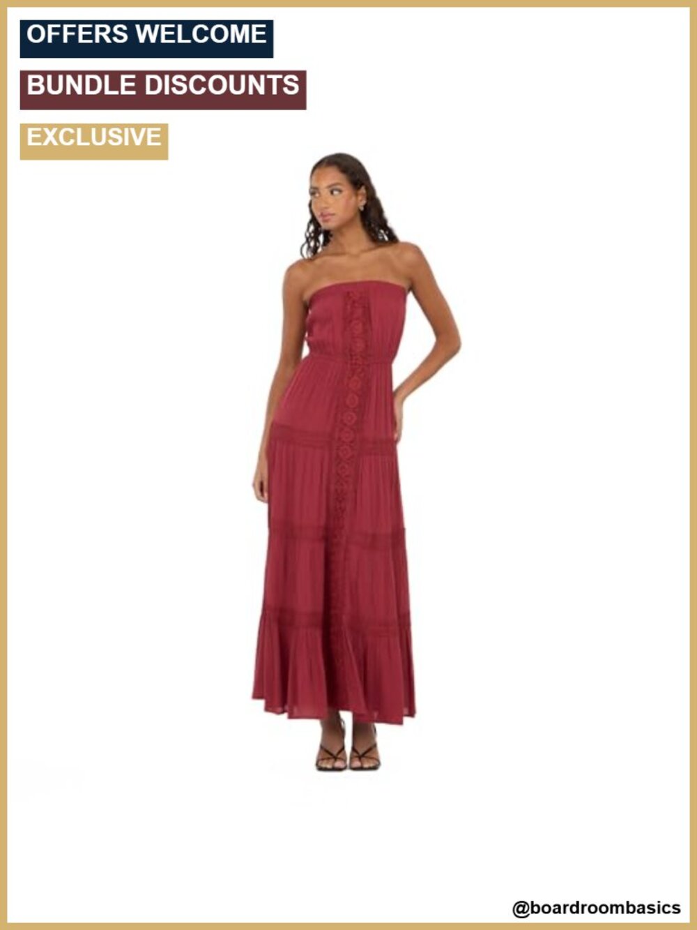 Tube Maxi Dress With Crochet Inserts